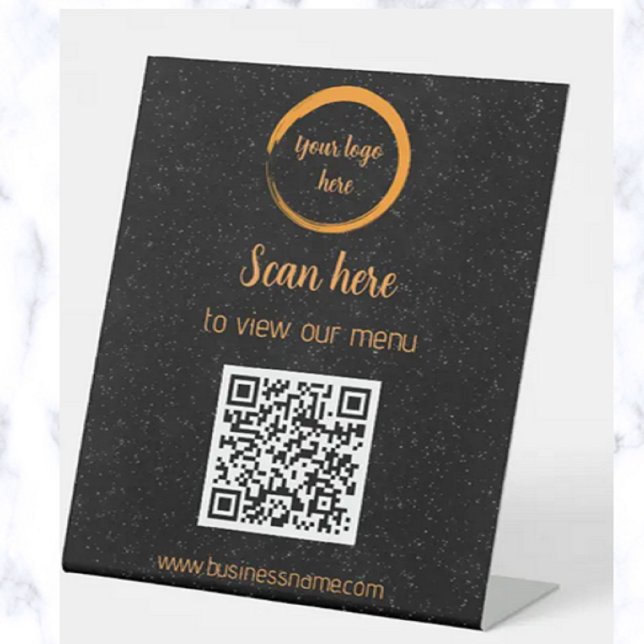 Editable Starry Night Contactless QR Code Menu Pedestal Sign (Creator Uploaded)
