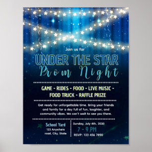 Editable starry night prom flyer poster