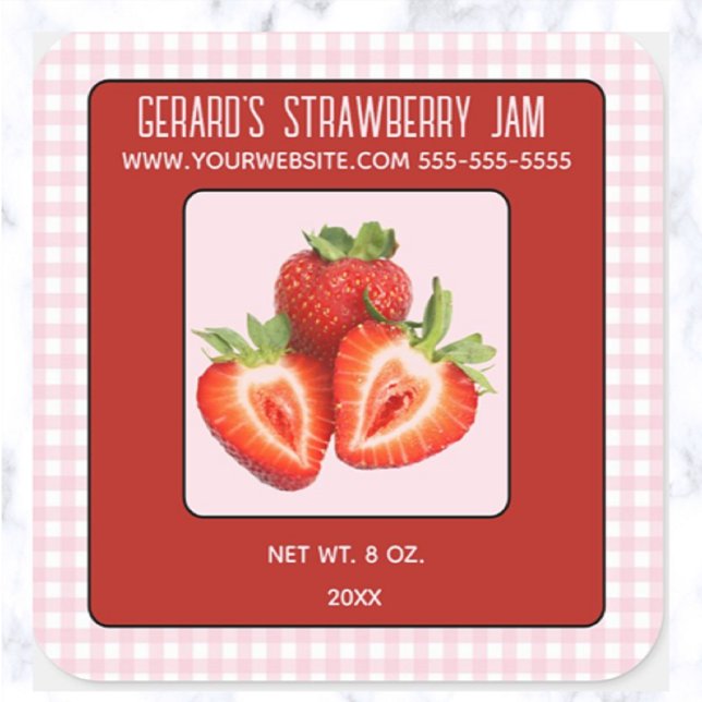 Editable Strawberry Jam Square Sticker (Creator Uploaded)