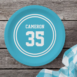 Editable Stripes and Background Colour Sporty Paper Plate