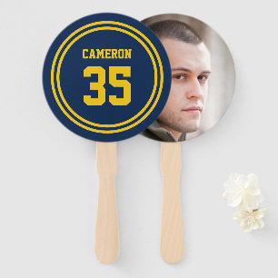 Editable Stripes and Background Colour Sporty Phot Hand Fan