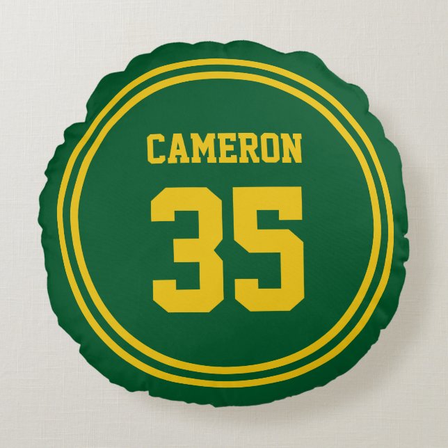 Editable Stripes and Background Colour Sporty Round Cushion (Front)