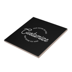 Editable Stylish Cursive & Modern Circular Text Ceramic Tile