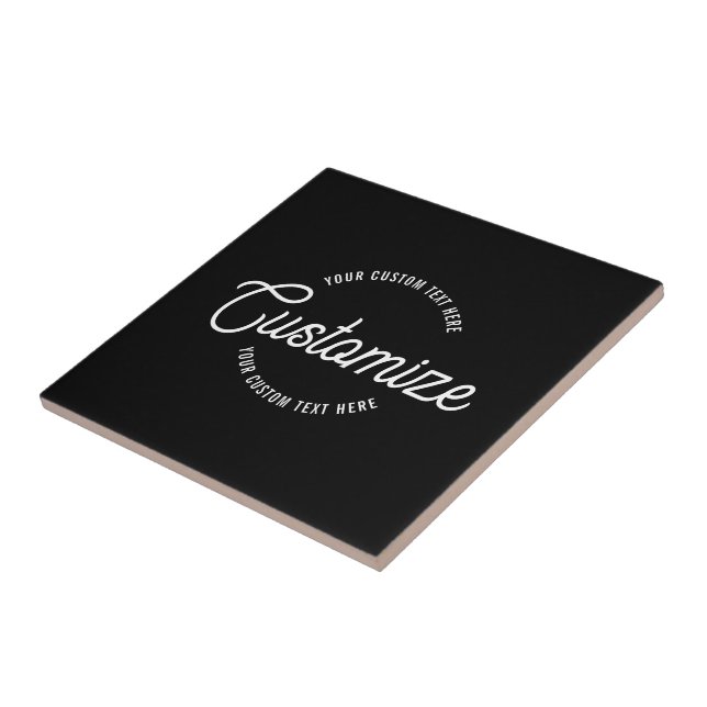 Editable Stylish Cursive & Modern Circular Text Ceramic Tile (Side)