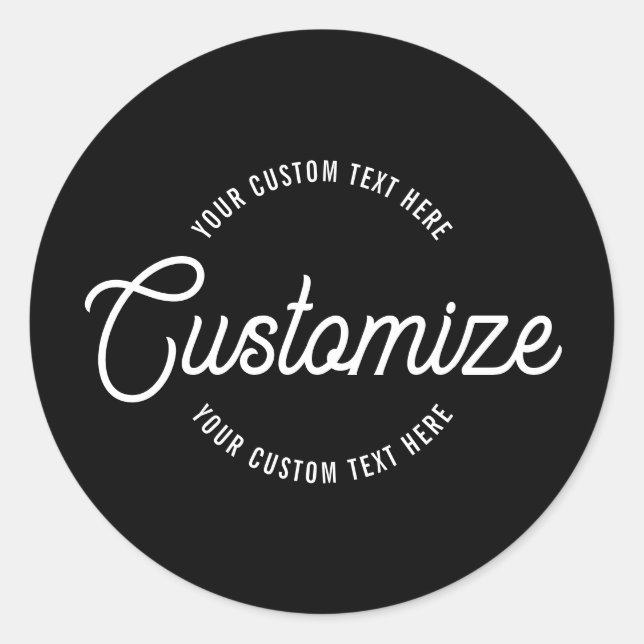 Editable Stylish Cursive & Modern Circular Text Classic Round Sticker (Front)