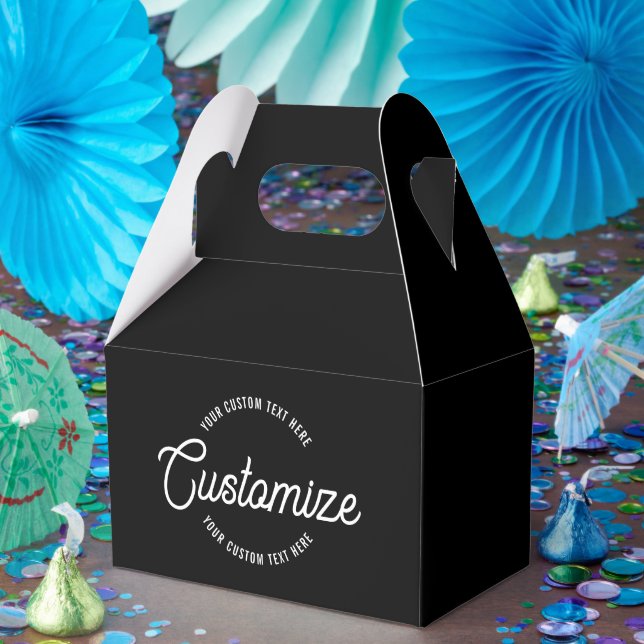 Editable Stylish Cursive & Modern Circular Text Favour Box (Party)