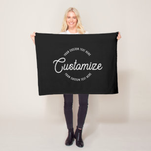 Editable Stylish Cursive & Modern Circular Text Fleece Blanket