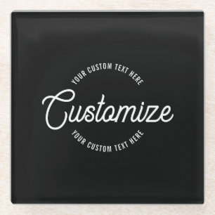 Editable Stylish Cursive & Modern Circular Text Glass Coaster