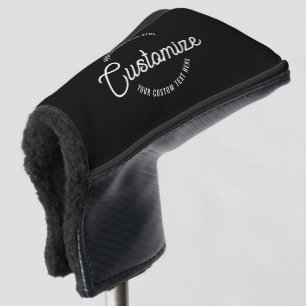 Editable Stylish Cursive & Modern Circular Text Golf Head Cover
