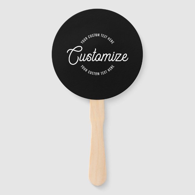 Editable Stylish Cursive & Modern Circular Text Hand Fan (Front)