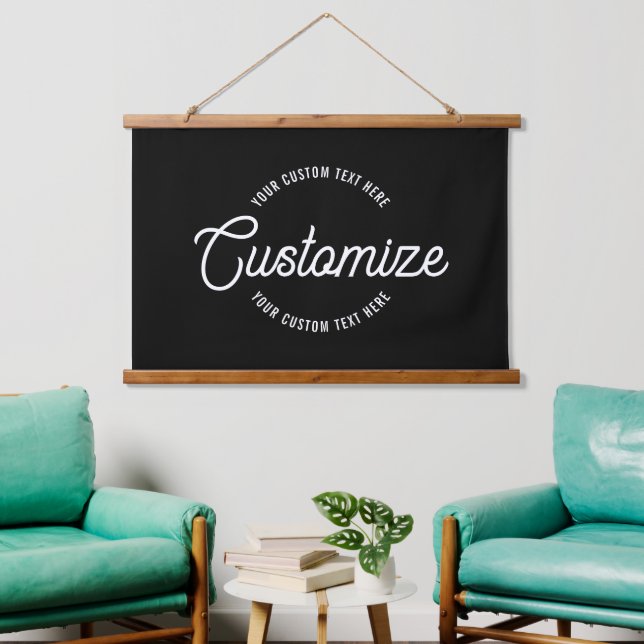 Editable Stylish Cursive & Modern Circular Text Hanging Tapestry (Living Room)