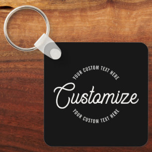 Editable Stylish Cursive & Modern Circular Text Key Ring