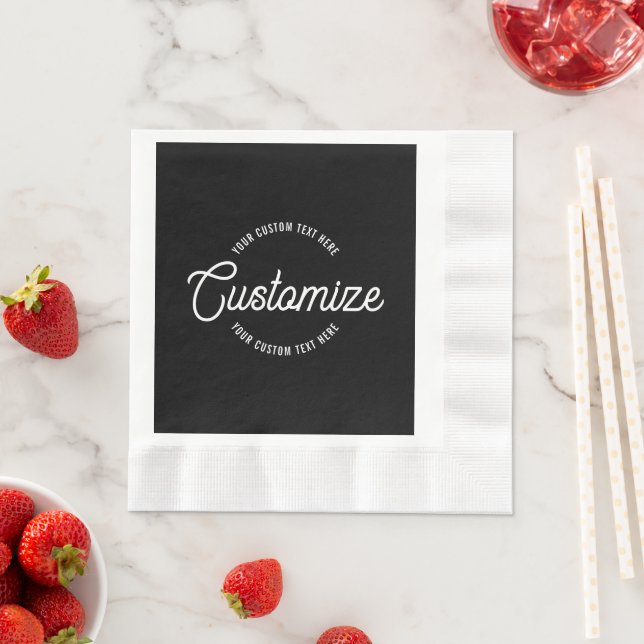 Editable Stylish Cursive & Modern Circular Text Napkin (Insitu)