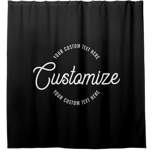Editable Stylish Cursive & Modern Circular Text Shower Curtain (Front)