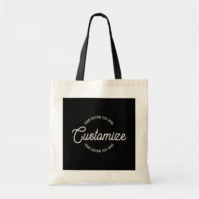 Editable Stylish Cursive & Modern Circular Text Tote Bag (Front)