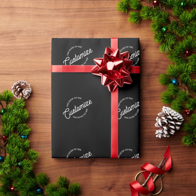 Editable Stylish Cursive & Modern Circular Text Wrapping Paper (Holiday Gift)