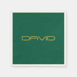 Editable Stylish Text   Gold & Hunter Green Napkin