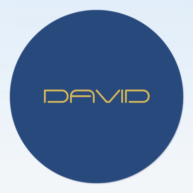 Editable Stylish Text | Gold & Navy Blue Classic Round Sticker (Creator Uploaded)