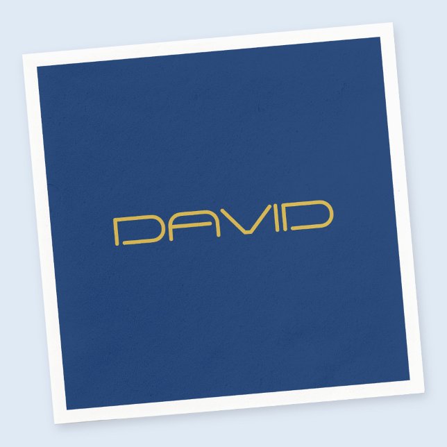 Editable Stylish Text | Gold & Navy Blue Napkin (Creator Uploaded)