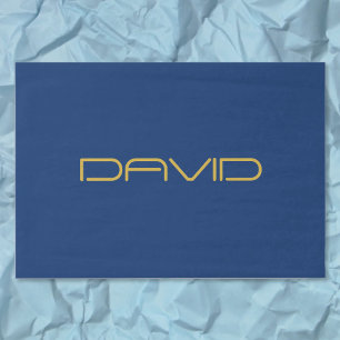 Editable Stylish Text   Gold & Navy Blue Tissue Paper