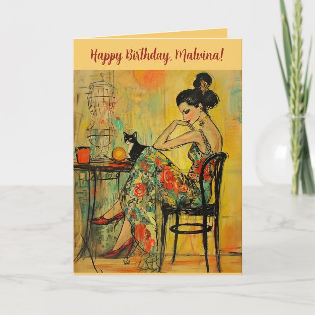 Editable Stylish Woman Birthday Card (Front)