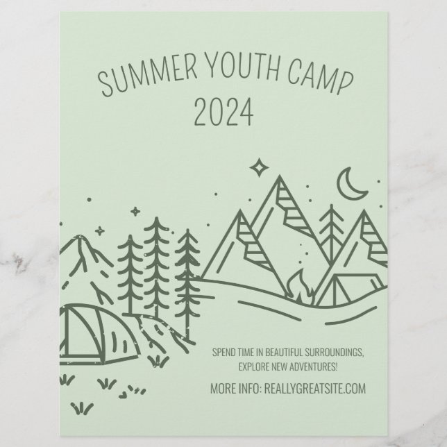 Editable Summer Fun Camp , Youth Summer Camp  Flyer (Front)