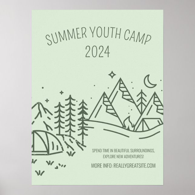 Editable Summer Fun Camp , Youth Summer Camp  Poster (Front)