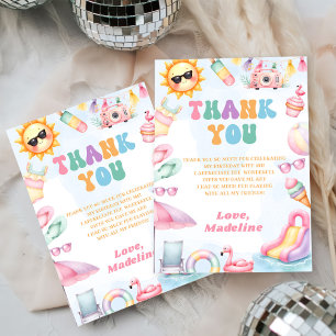 Editable Summer Waterslide Birthday Party Thank You Card