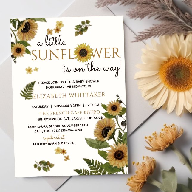Editable Sunflower On The Way Baby Shower Invitation (Creator Uploaded)