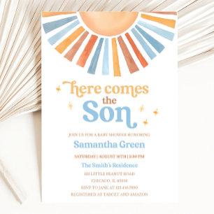 Editable Sunshine Baby Shower Invitation Here Come