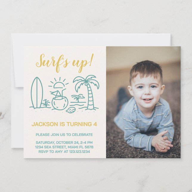 Editable Surf’s Up Birthday Party Invitation (Front)