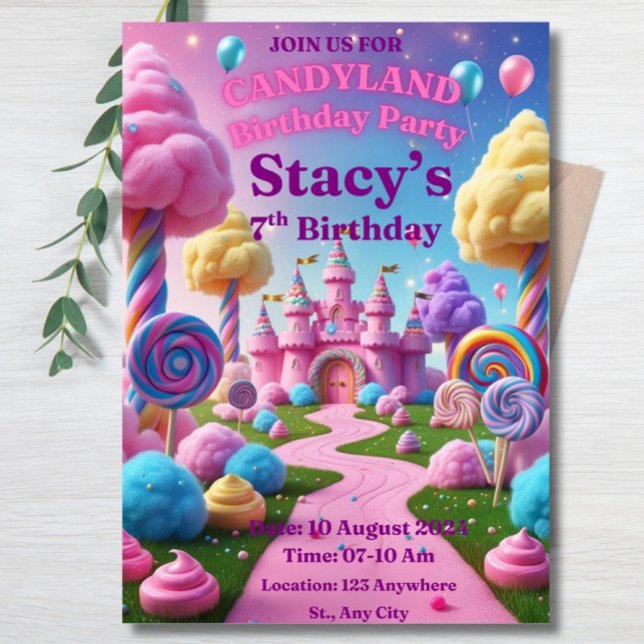 Editable Sweet Celebration Birthday Invite Candy (Creator Uploaded)