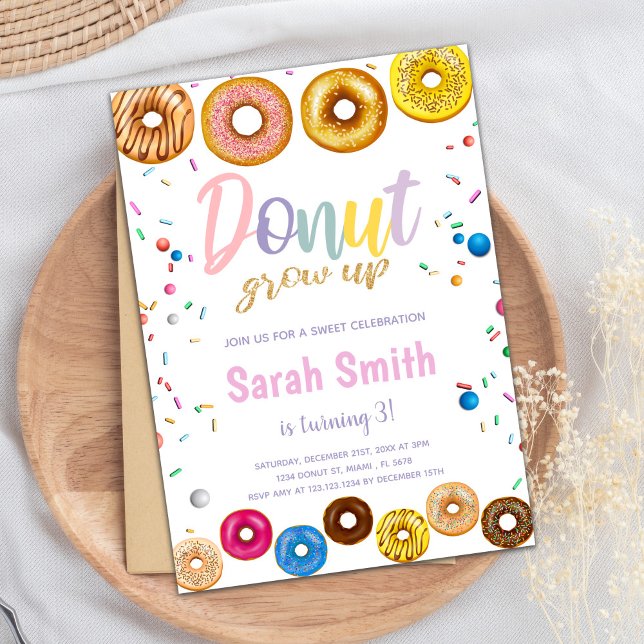 Editable Sweet Sprinkle Party Invite (Colors Donut Birthday Invitations)