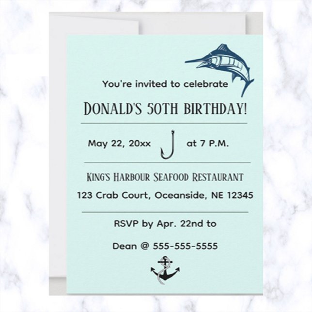 Editable Swordfish Nautical Birthday Invitation (Creator Uploaded)