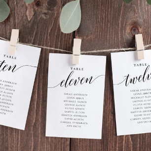Editable Table Number Eleven Seating Chart Card