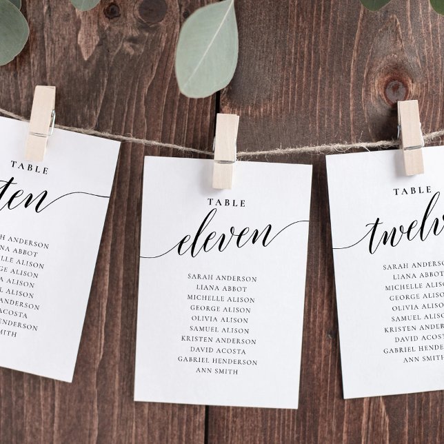 Editable Table Number Eleven Seating Chart Card (Creator Uploaded)