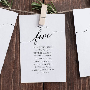 Editable Table Number Five Seating Chart Card