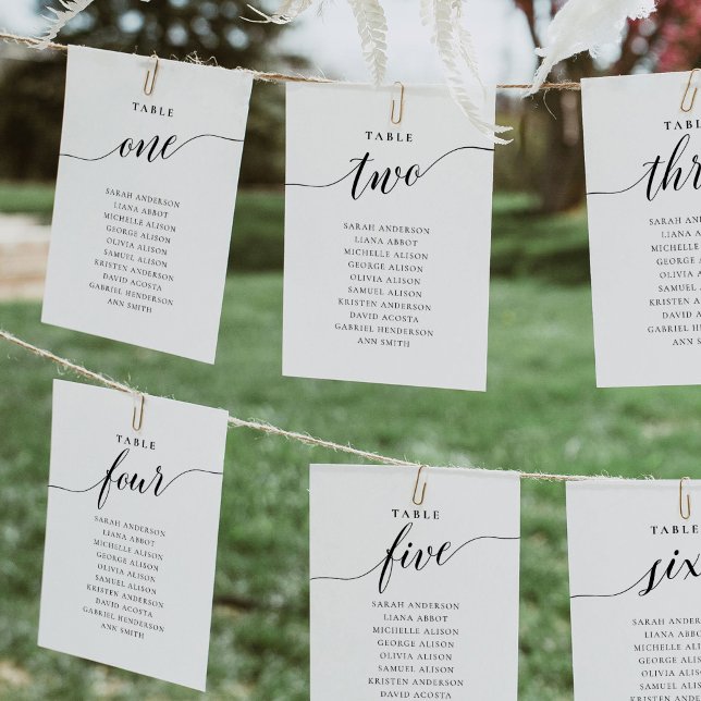 Editable Table Number One Seating Chart Card (Minimalist and elegant seating chart, hanging cards)