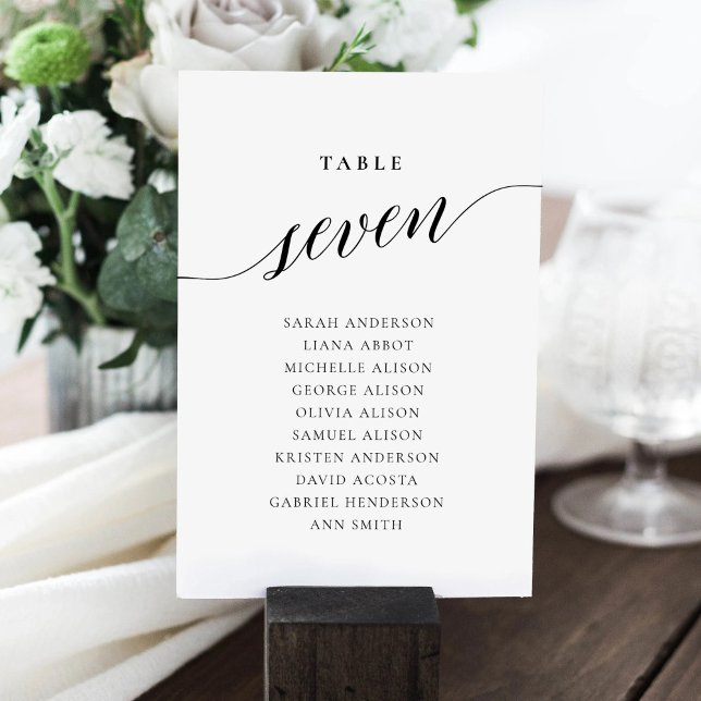 Editable Table Number Seven Seating Chart Card (Creator Uploaded)