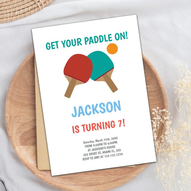 Editable Table Tennis Match Party Invite (Red vs Green Ping Pong Birthday Invitations)