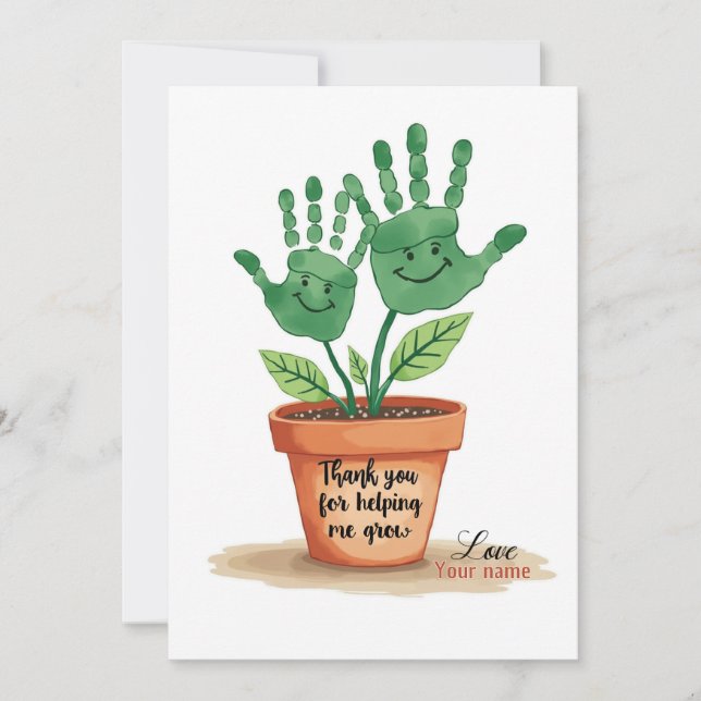 Editable Teacher Gift With Handprint Art (Front)