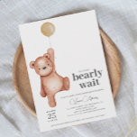 EDITABLE Teddy Bear Baby Shower Invitation<br><div class="desc">A gender neutral baby shower "we can bearly wait" invitation featuring a teddy bear and beige balloon. Matching items available in the Teddy Bear Baby Shower Theme collection.</div>