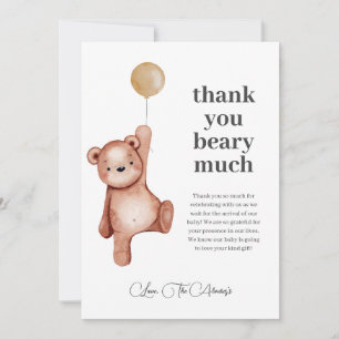 EDITABLE Teddy Bear Gender Neutral Baby Shower Thank You Card