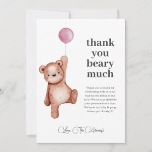 EDITABLE Teddy Bear Girl Baby Shower Thank You Card