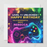 EDITABLE teenage Birthday Gaming son  Holiday Card<br><div class="desc">Personalised Gamer Birthday Card - Boy Gamer Birthday Card for son - Girl Gamer Birthday Card for daughter - Video games grandson nephew This is very easy to edit. Make it personal, or check my other designs for same occasion. girl gamer birthday, nephew birthday card, boy gamer birthday, son birthday...</div>