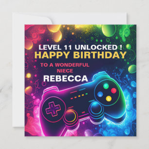 EDITABLE teenage Birthday Gaming son Holiday Card