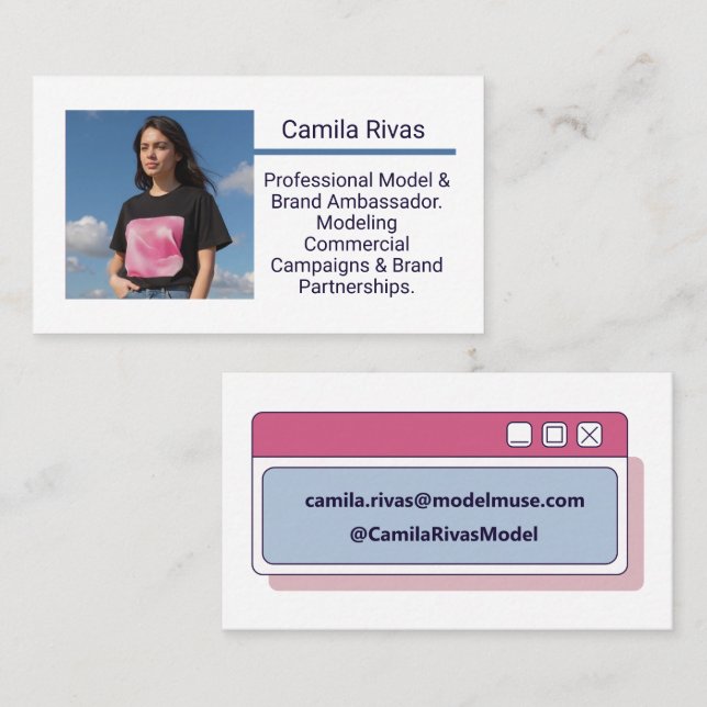 Editable Template Trendy Model Brand Ambassador Business Card (Front/Back)