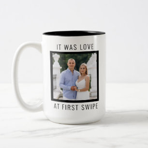 Editable Text and Custom Photo Valentine's Day Two-Tone Coffee Mug