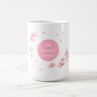 Editable text Cherry Blossom Mug for gift