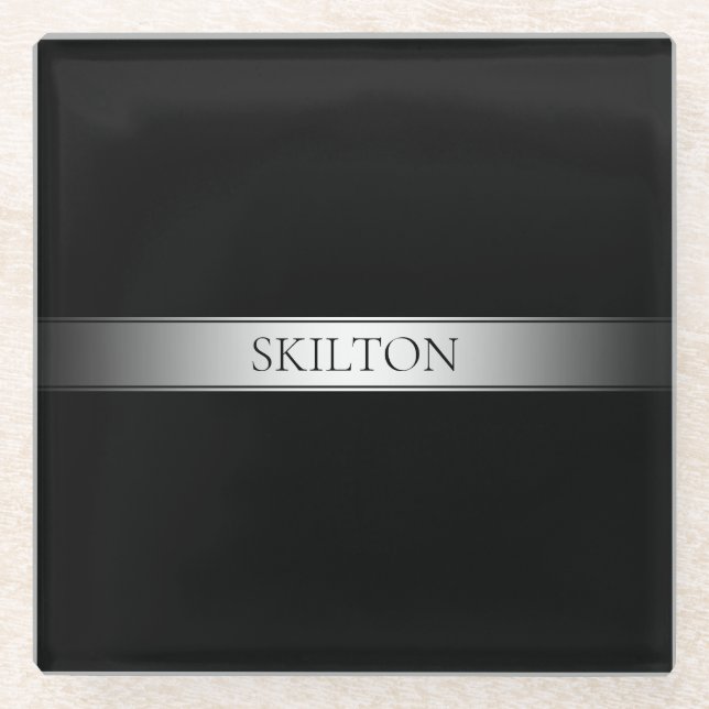 Editable Text & Colours | Gradient Stripe w/Border Glass Coaster (Front)